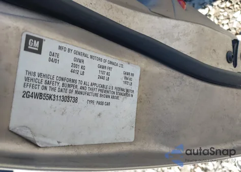 2001 Buick Regal Ls from USA, damaged, VIN 2G4WB55K311303738